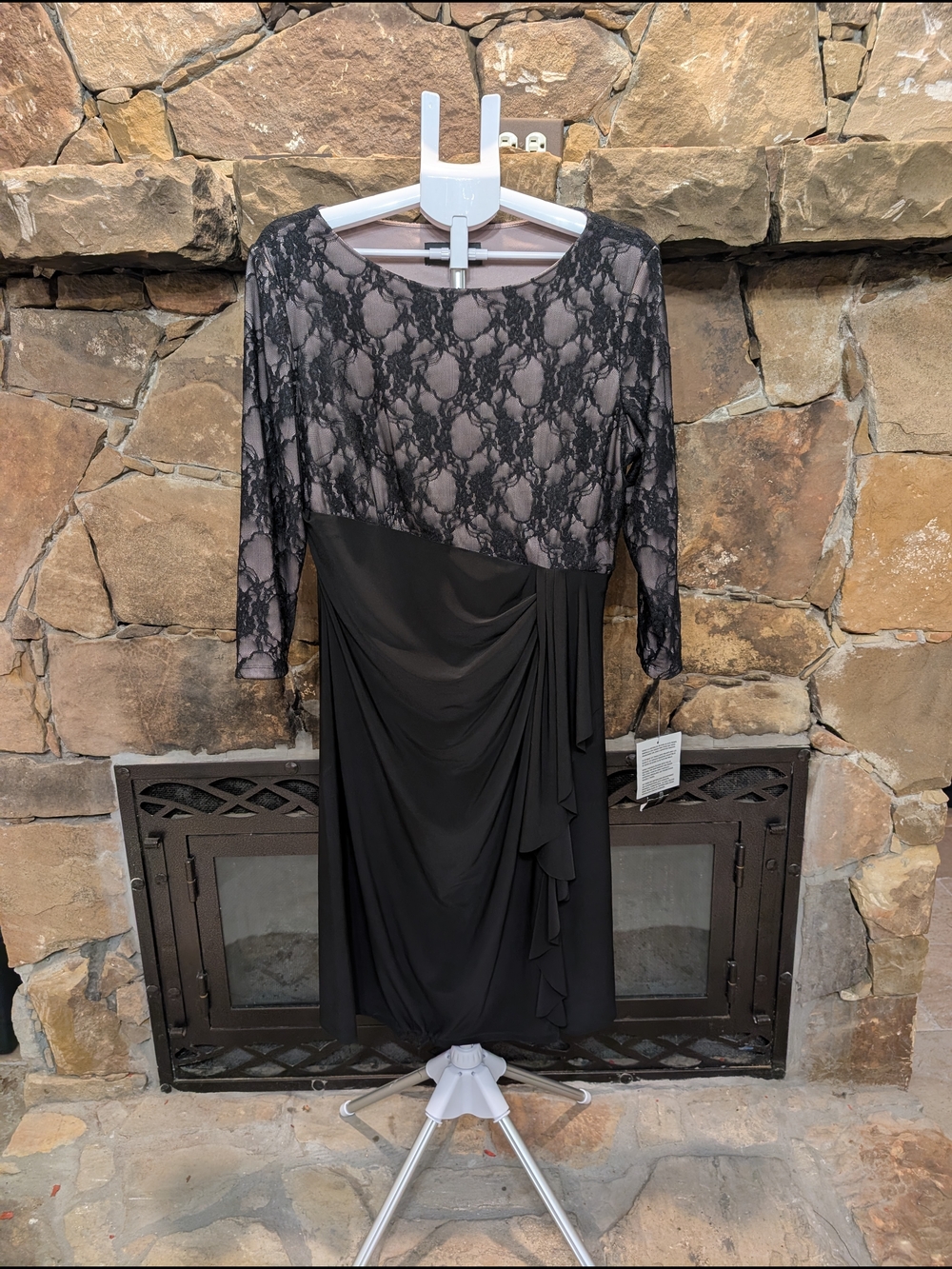 Black Label Black Lace Bodice Cocktail Formal Dress, Size 16, NWT